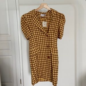 RIHOAS Yellow Plaid Checkered Mini Dress